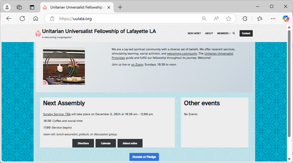Screenshot of website